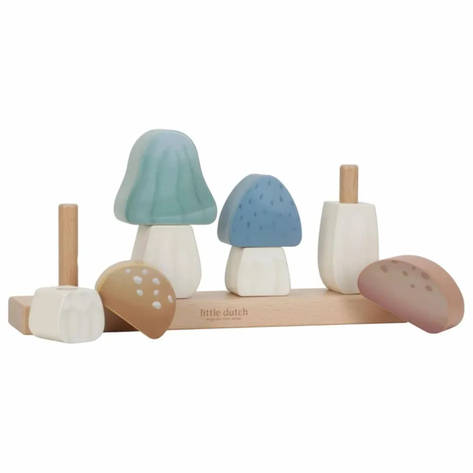 Little Dutch Puzzle champignons à empiler en bois FSC - Forest Friends| Jouets D'Éveil|Jouets D'Éveil