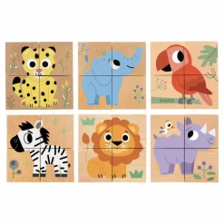 Outlet Djeco Puzzle cubes en bois Wild & Co Multicolore