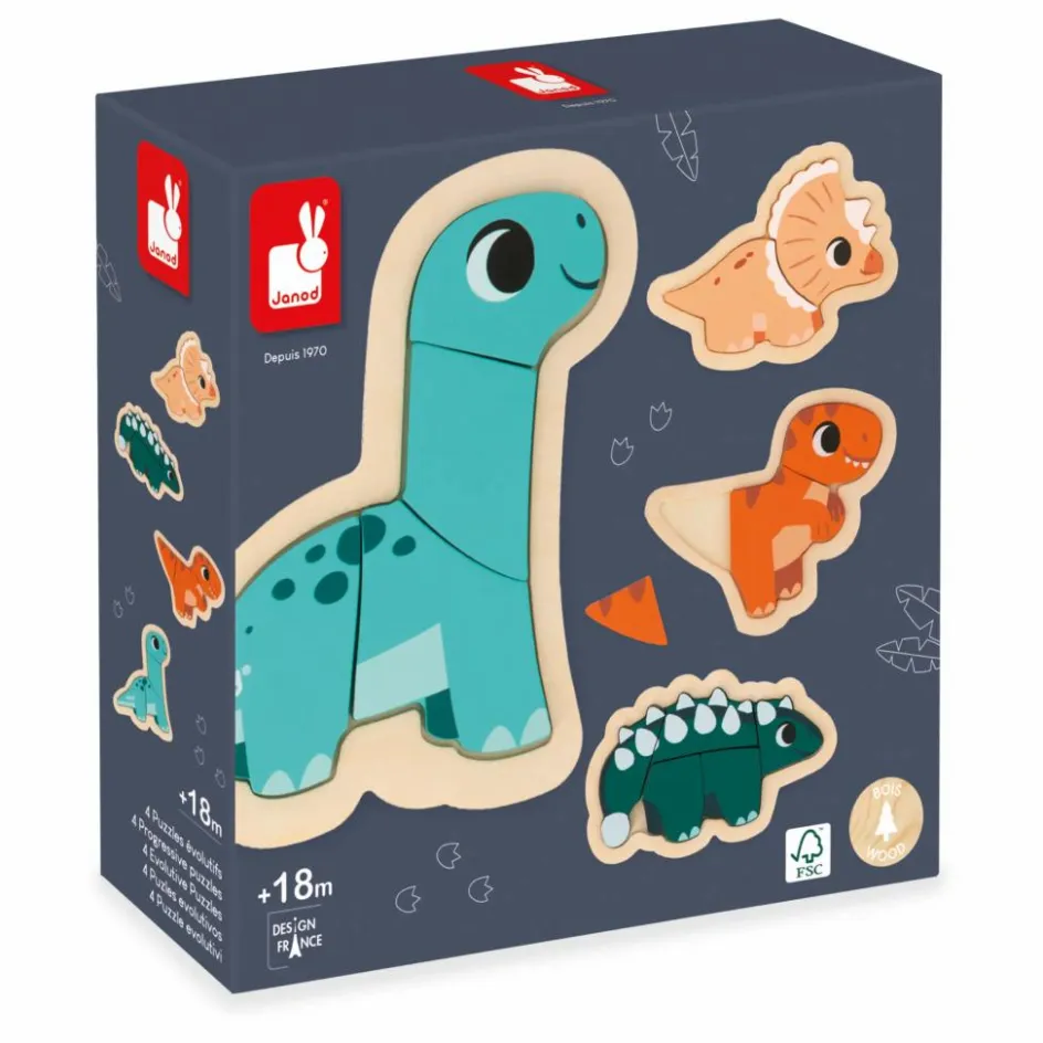 Online Janod Puzzle Dino - set de 4 Multicolore