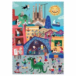 New Londji Puzzle recto verso Nuit Jour Barcelona Multicolore