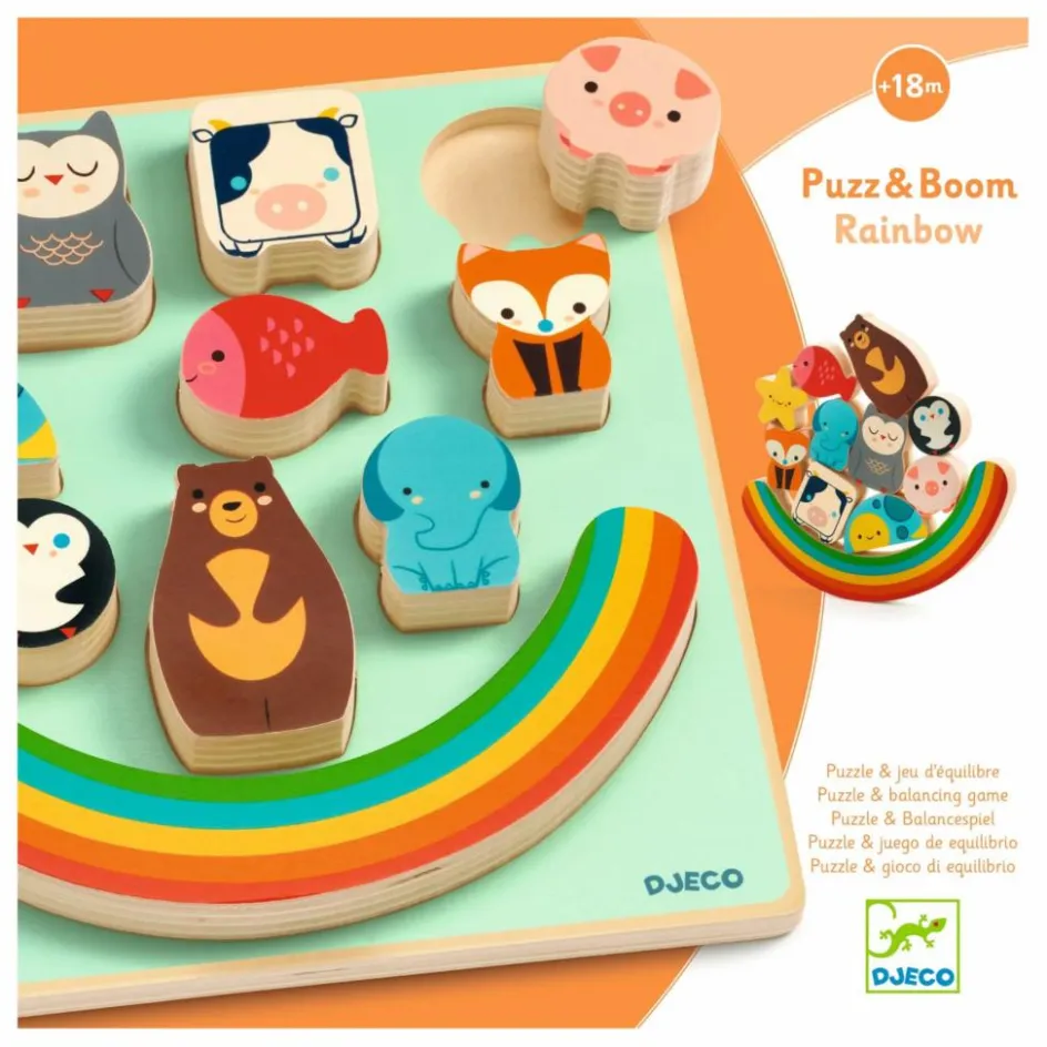 New Djeco Puzzle relief Boom Rainbow Multicolore