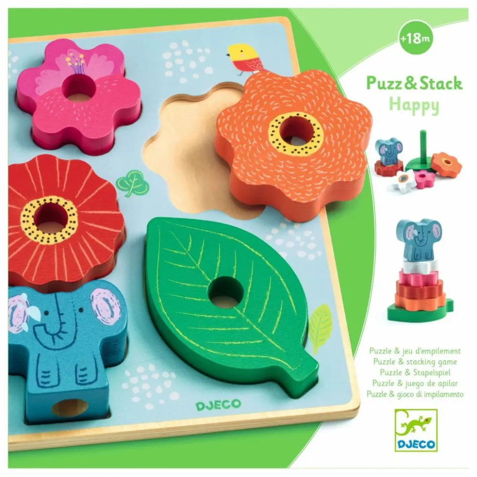 Djeco Puzzle relief Stack Happy| Jouets D'Éveil|Jouets D'Éveil