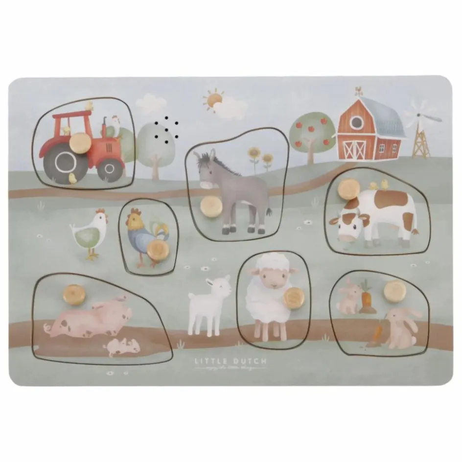 Little Dutch Puzzle sonore en bois FSC - Little Farm| Jouets D'Éveil|Jouets D'Éveil