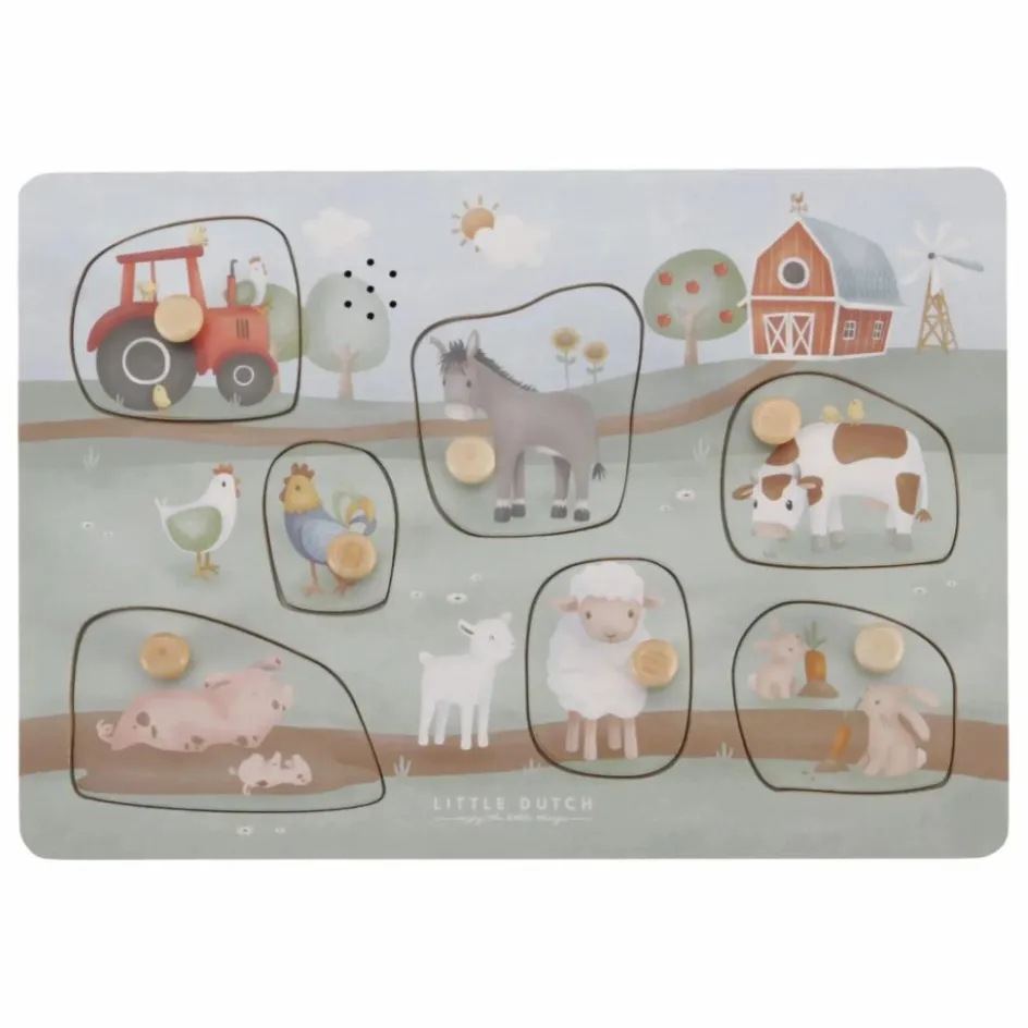 Little Dutch Puzzle sonore en bois FSC - Little Farm| Jouets D'Éveil|Jouets D'Éveil