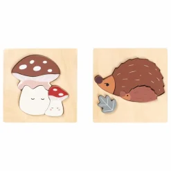 Online Fabelab Puzzles en bois Hérisson et champignon - Set de 2 Multicolore