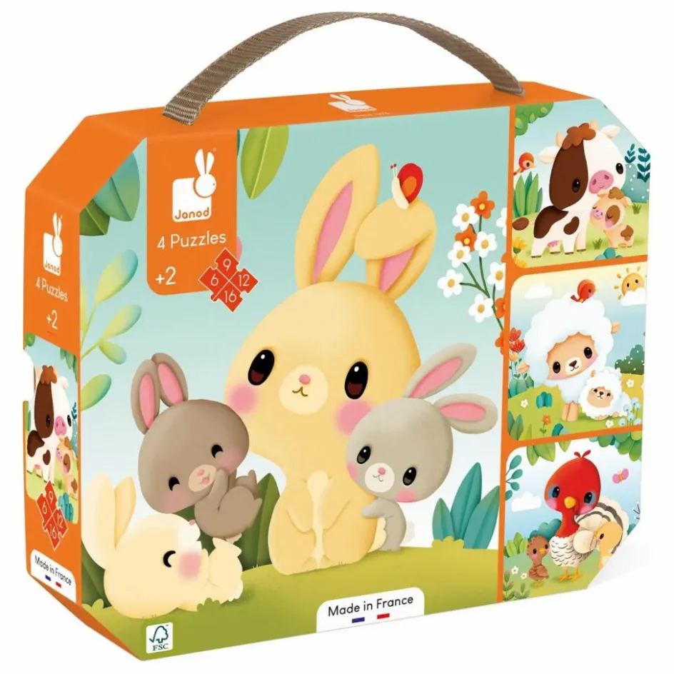 Janod Jouets D'Éveil|Jouets D'Éveil*Puzzles évolutifs Animaux de la ferme - 4 puzzles