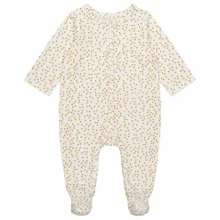 Clearance Rose in April Pyjama à pieds en jersey Amalia Mini-cœurs | Jaune moutarde