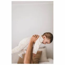 Clearance Rose in April Pyjama à pieds en jersey Amalia Mini-cœurs | Jaune moutarde