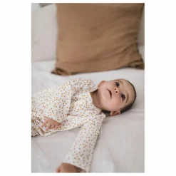 Clearance Rose in April Pyjama à pieds en jersey Amalia Mini-cœurs | Jaune moutarde