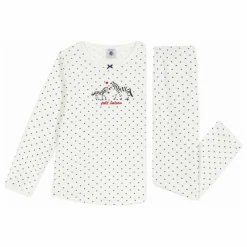 Sale Petit Bateau Pyjama à Pois Zèbres Coton Bio | Blanc