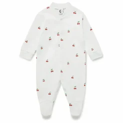 Sleepy Doe Pyjama avec pieds Cerises Coton Bio | Blanc