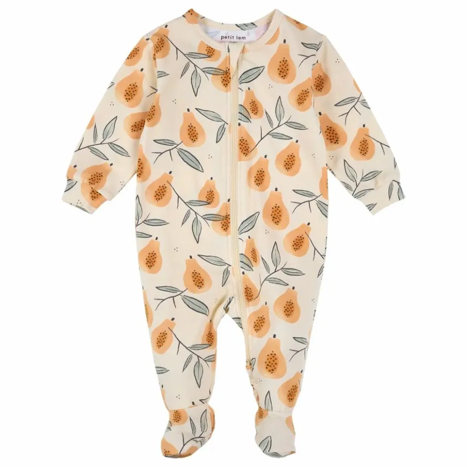 Clearance Petit Lem Pyjama Avec Pieds Papayes Coton Bio | Beige