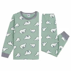 Enfant Petit Bateau Nuit, Sous-Vêtements*Pyjama Col Rayé Ours Coton Bio |