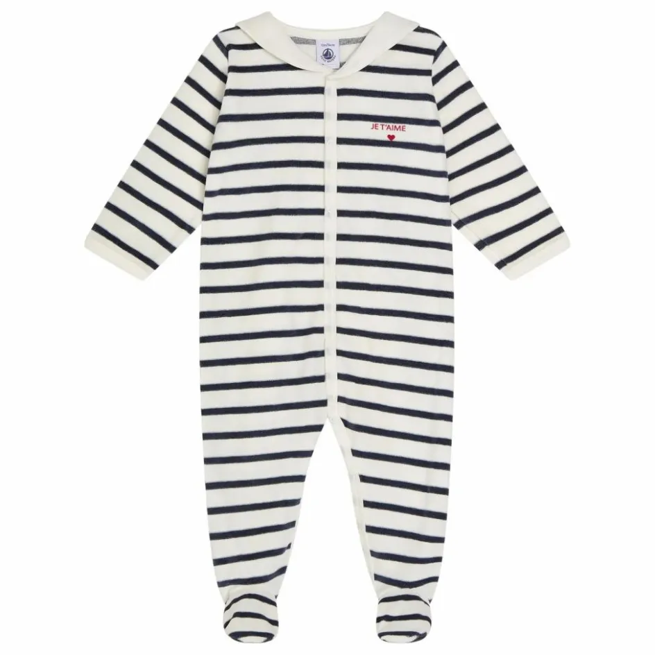 Sale Petit Bateau Pyjama Dors Bien Marinière Coton Bio | Blanc