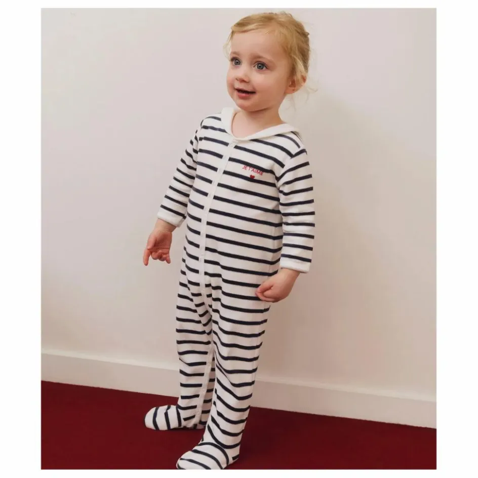 Sale Petit Bateau Pyjama Dors Bien Marinière Coton Bio | Blanc
