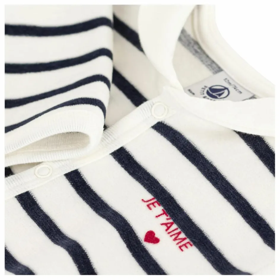Sale Petit Bateau Pyjama Dors Bien Marinière Coton Bio | Blanc