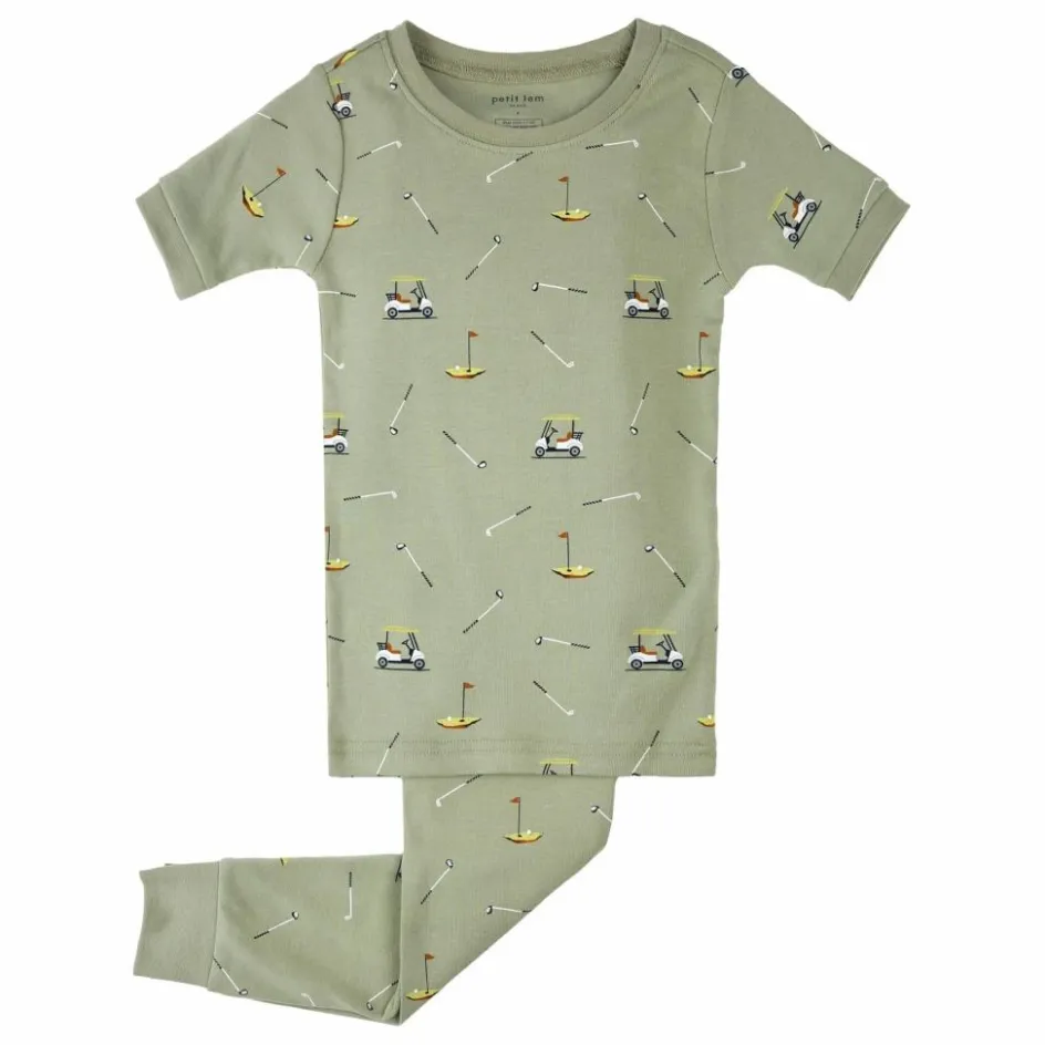 Hot Petit Lem Pyjama Golf Coton Bio | Vert kaki