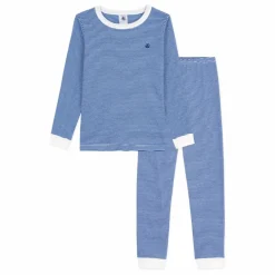 Online Petit Bateau Pyjama Rayé Bords Contrastés Coton Bio | Bleu