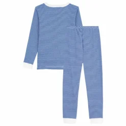 Online Petit Bateau Pyjama Rayé Bords Contrastés Coton Bio | Bleu