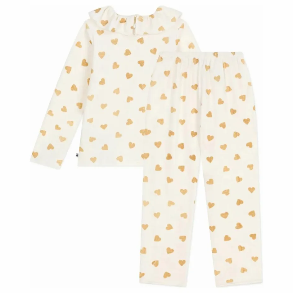 Petit Bateau Pyjama Volants Cœurs Pailletés Coton Bio ||Enfant Nuit, Sous-Vêtements