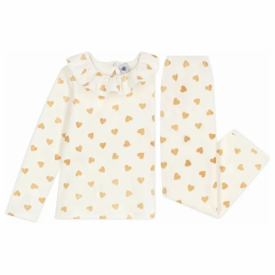 Petit Bateau Pyjama Volants Cœurs Pailletés Coton Bio ||Enfant Nuit, Sous-Vêtements