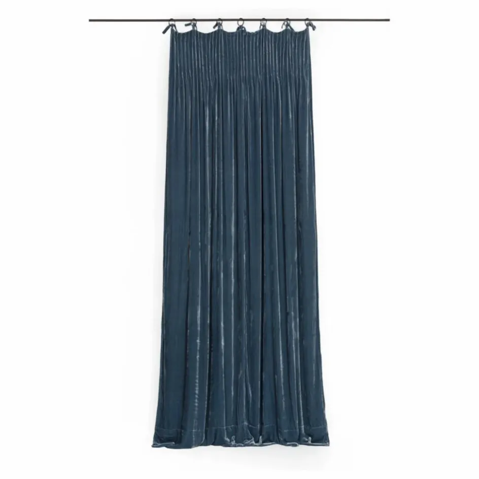 Outlet Le Monde Sauvage Rideau en velours de soie Istanbul Bleu