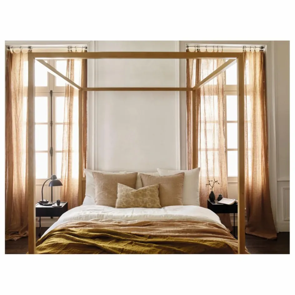 Maison de Vacances Rideau Vice Versa Frangé en gaze de lin lavé || Rideaux|Rideaux