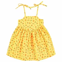Hot Piupiuchick Robe Fleuri Coton Bio | Jaune