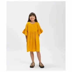 Best Matona Robe à Volants Coton Bio | Jaune moutarde