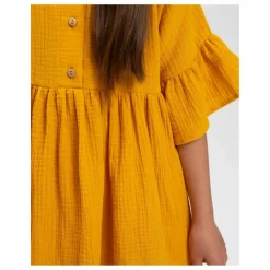 Best Matona Robe à Volants Coton Bio | Jaune moutarde