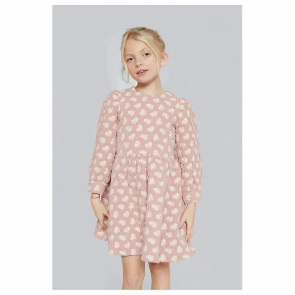 Hot Mipounet Robe Anita Fleurie Jacquard Coton Bio | Rose poudré