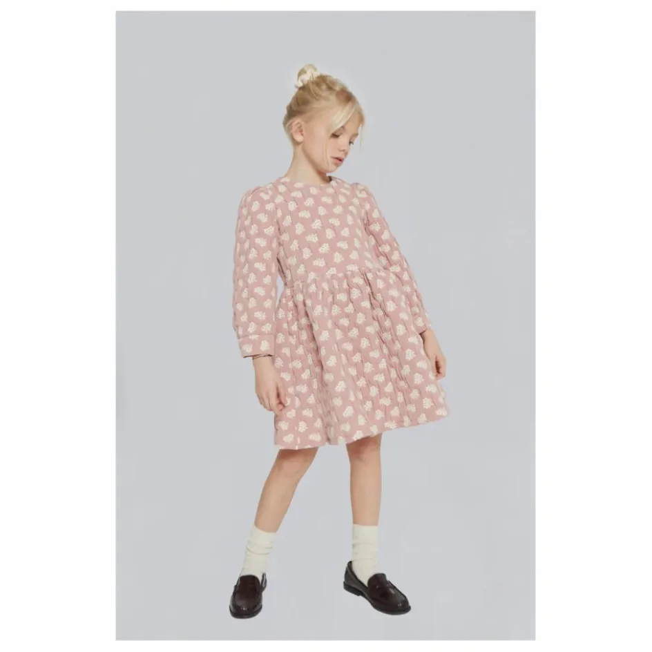 Hot Mipounet Robe Anita Fleurie Jacquard Coton Bio | Rose poudré