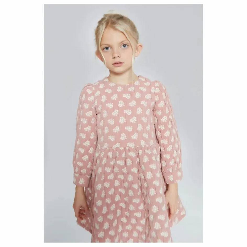 Hot Mipounet Robe Anita Fleurie Jacquard Coton Bio | Rose poudré
