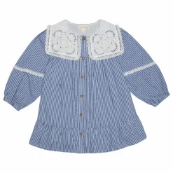 Louise Misha Robe Arinola Col Crochet | Bleu