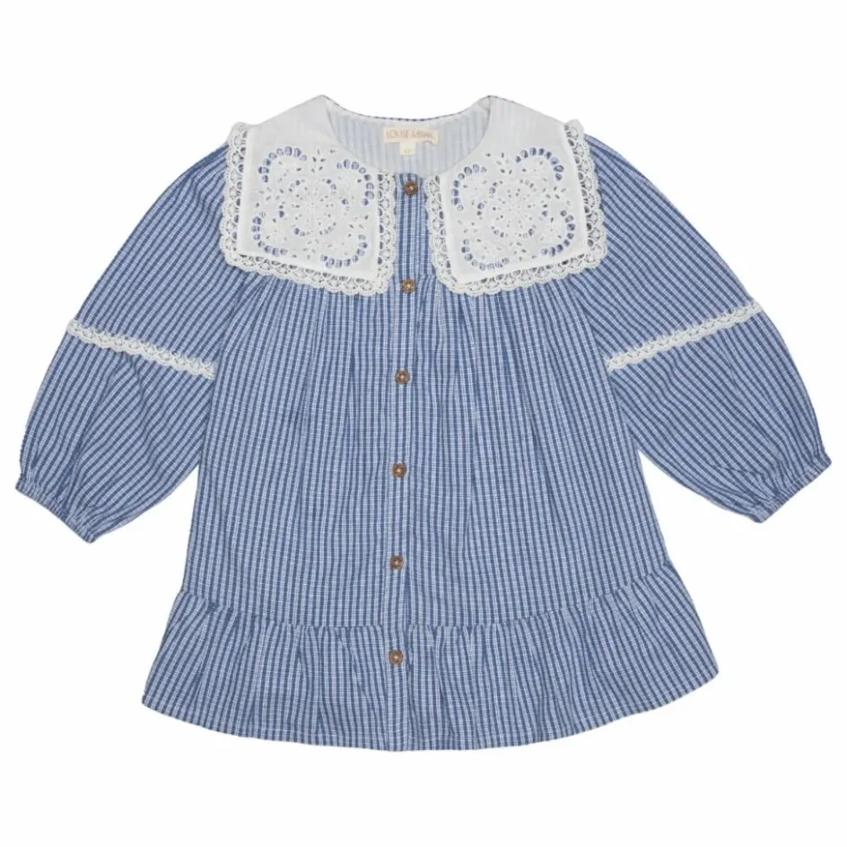 Louise Misha Robe Arinola Col Crochet | Bleu