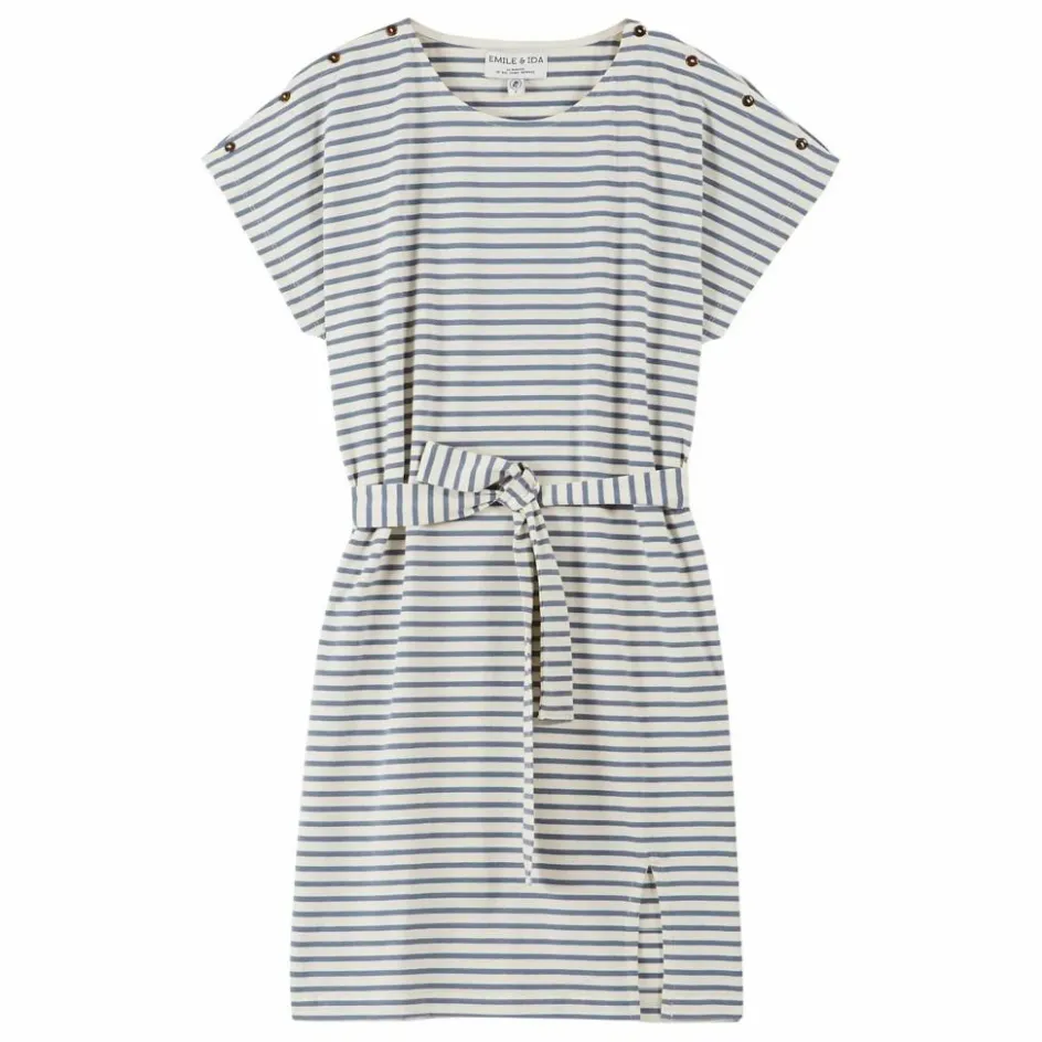 Sale Emile et Ida Robe Bénédicte Rayures Coton Bio | Bleu