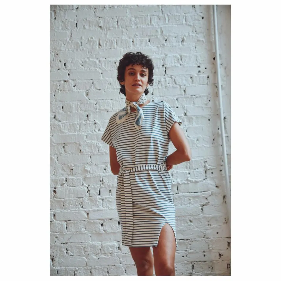 Sale Emile et Ida Robe Bénédicte Rayures Coton Bio | Bleu
