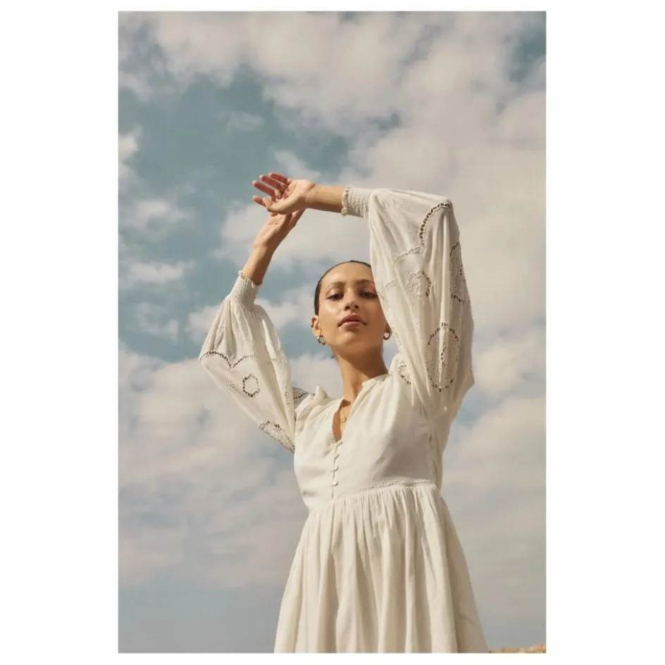 Alma Deia Robe Brodé Manches Longues en Coton Bio ||Femme Robes, Combinaisons
