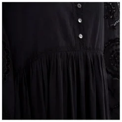 Online Alma Deia Robe Brodé Manches Longues en Coton Bio | Noir