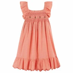 Emile et Ida Robe Brodée Smockée Vichy Pivoine ||Enfant Robes, Combinaisons