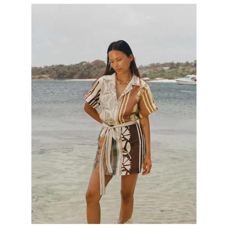 Clearance Soleil Soleil Robe Brodie Clove Lin | Ecru