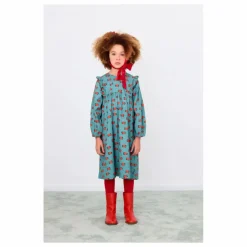 Tinycottons Robe Camelias Popeline | Turquoise