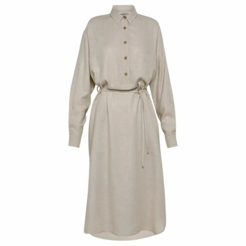 Pomandère Robe Chemise Etamine Laine | Ecru