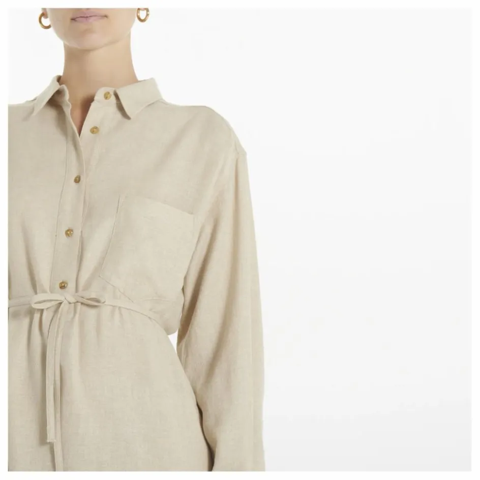 Pomandère Robe Chemise Etamine Laine | Ecru