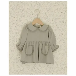 Quincy Mae Robe Col Gaze de Coton Bio | Bleu gris
