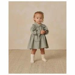 Quincy Mae Robe Col Gaze de Coton Bio | Bleu gris