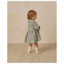 Quincy Mae Robe Col Gaze de Coton Bio | Bleu gris
