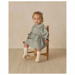 Quincy Mae Robe Col Gaze de Coton Bio | Bleu gris