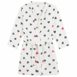 Online Petit Bateau Robe de Chambre Cœurs Rayés | Blanc