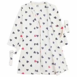Online Petit Bateau Robe de Chambre Cœurs Rayés | Blanc